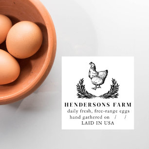 Laid in USA Rustic Vintage Egg Carton Farm Rubber Stamp