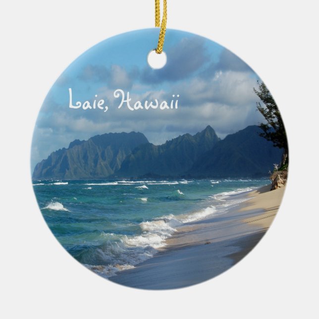 Laie Beach, Hawaii  Ceramic Ornament (Front)