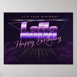 Laila Name First Name pura retro poster Birthday