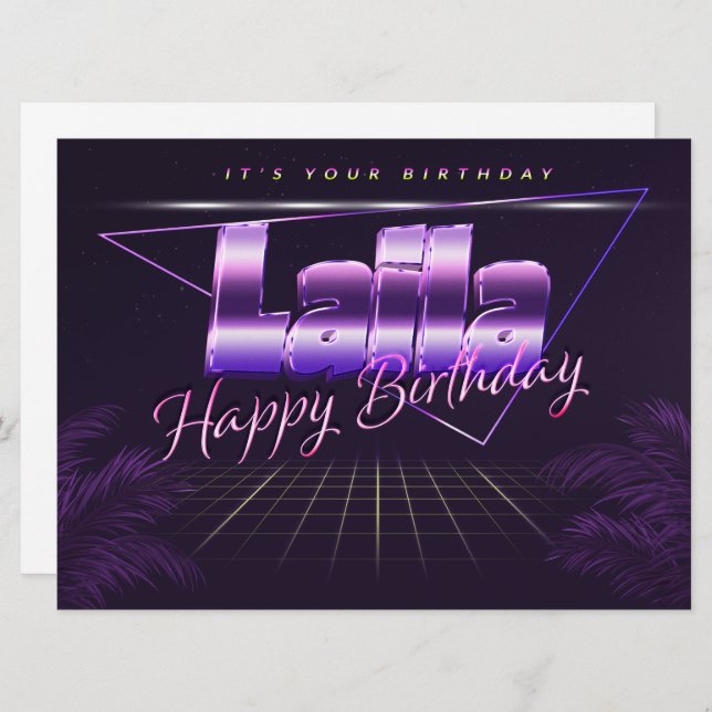 Laila Name First name purla retro card Birthday (Front/Back)