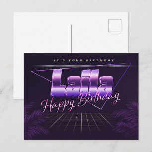 Laila Name Vorname lila Postkarte Geburtstag Postcard