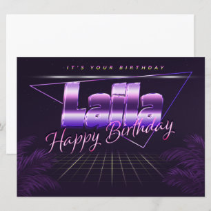 Laila Name Vorname lila retro Karte Geburtstag Card