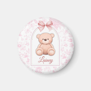 Lainey Custom Pink Teddy Bear Nursery Design Magnet