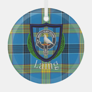 Laing Scottish Clan Tartan & Crest Glass Tree Decoration