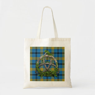 Laing Tartan And Celtic Trinity Knot Tote Bag