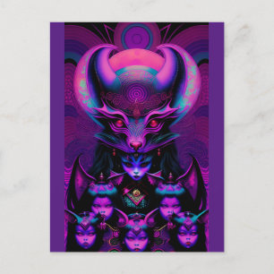 Lair of the New Bat Girls Goth Halloween Postcard