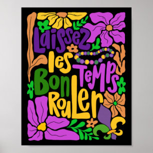 Laissez Les Bon Temps Rouler Mardi Gras Beads Boho Poster