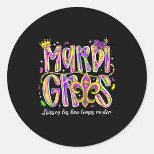 Laissez Les Bon Temps Rouler Mardi Gras Beads Fleu Classic Round Sticker