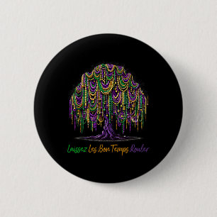 Laissez Les Bon Temps Rouler Mardi Gras Tree Beads 6 Cm Round Badge