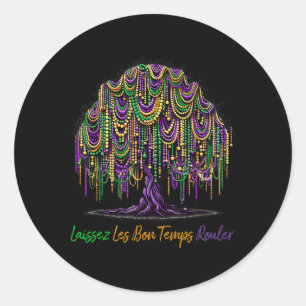 Laissez Les Bon Temps Rouler Mardi Gras Tree Beads Classic Round Sticker