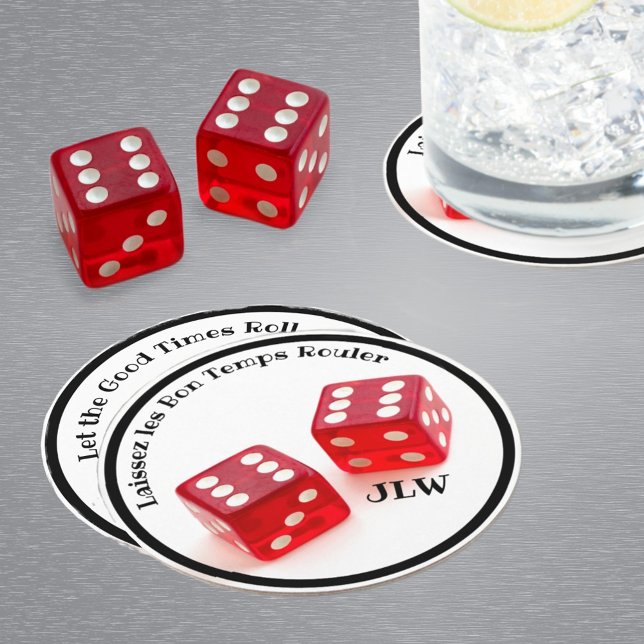 Laissez les Bon Temps Rouler with Initials Round Paper Coaster (Creator Uploaded)