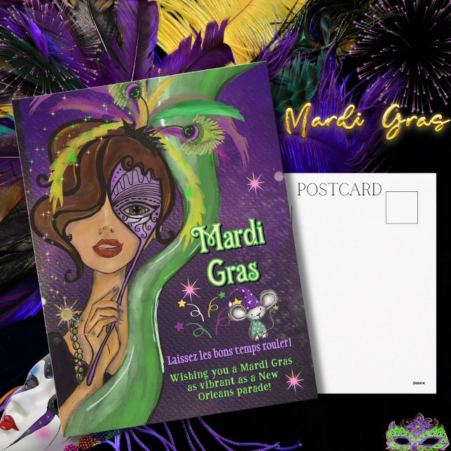 Laissez Les Bons Temps Rouler Fancy Mardi Gras Holiday Postcard (Laissez Les Bons Temps Rouler Fancy Mardi Gras Holiday Postcard)