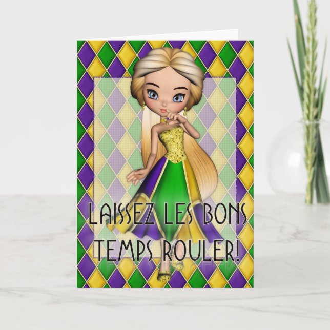 Laissez les Bons Temps Rouler! Mardi Gras Card d1 (Front)