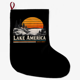 Lake America 2026 Vintage Large Christmas Stocking