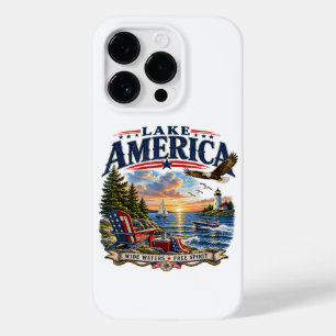 Lake America Sunset Patriotic Eagle Case-Mate iPhone 14 Pro Case
