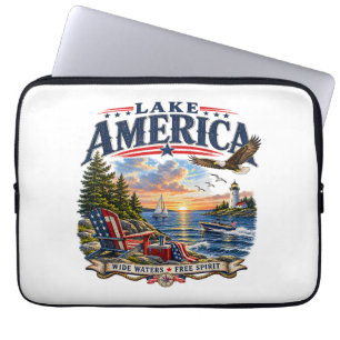 Lake America Sunset Patriotic Eagle Laptop Sleeve
