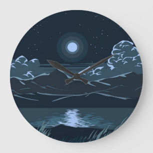 Lake and mountain abstract large clock
