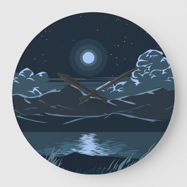 Lake and mountain abstract large clock (Front)