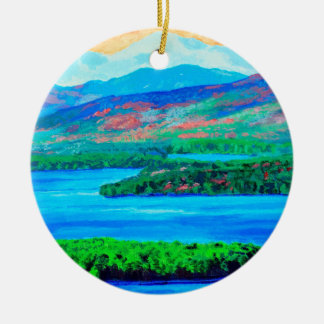 Lake and Mountains ceramic ornament, art, painting Ceramic Ornament