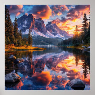 Lake and mountains poster