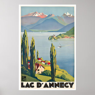 Lake Annecy Art France Print Roger Broders Travel