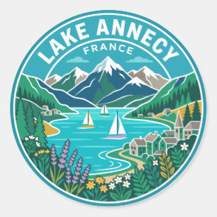 Lake Annecy France Classic Round Sticker