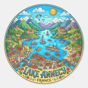 Lake Annecy France Classic Round Sticker
