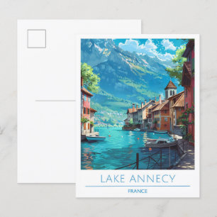 Lake Annecy France Vintage Travel  Postcard