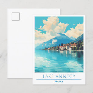 Lake Annecy France Vintage Travel Postcard