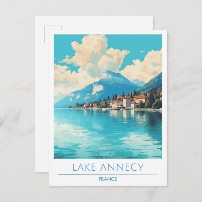 Lake Annecy France Vintage Travel  Postcard (Front/Back)