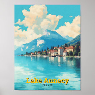 Lake Annecy France Vintage Travel  Poster