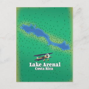 Lake Arenal, Costa Rica lake map Postcard