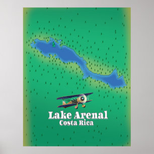 Lake Arenal, Costa Rica lake map Poster