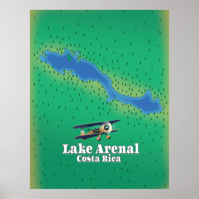 Lake Arenal, Costa Rica lake map Poster (Front)