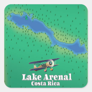 Lake Arenal, Costa Rica lake map Square Sticker