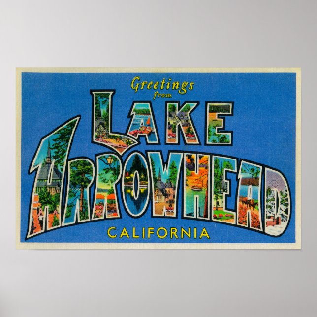 Lake Arrowhead, California - Large Letter Scenes Poster (Front)