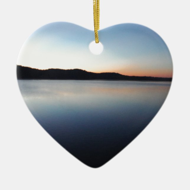 Lake Arrowhead sunset Ceramic Tree Decoration (Front)