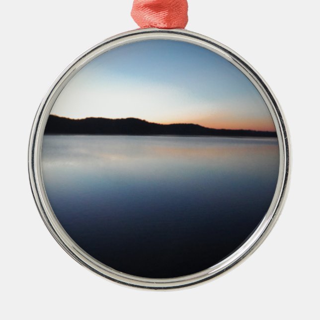 Lake Arrowhead sunset Metal Tree Decoration (Front)