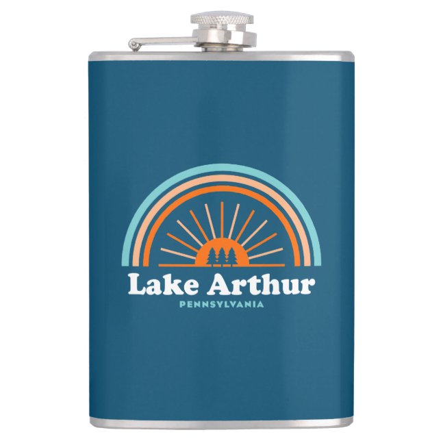 Lake Arthur Pennsylvania Rainbow Hip Flask (Front)