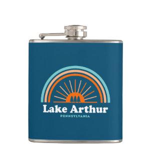 Lake Arthur Pennsylvania Rainbow Hip Flask