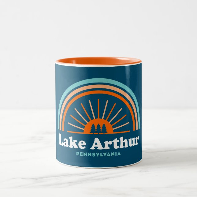 Lake Arthur Pennsylvania Rainbow Two-Tone Coffee Mug (Center)