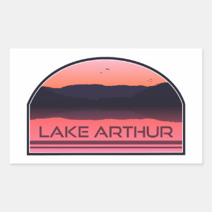 Lake Arthur Pennsylvania Red Sunrise Rectangular Sticker