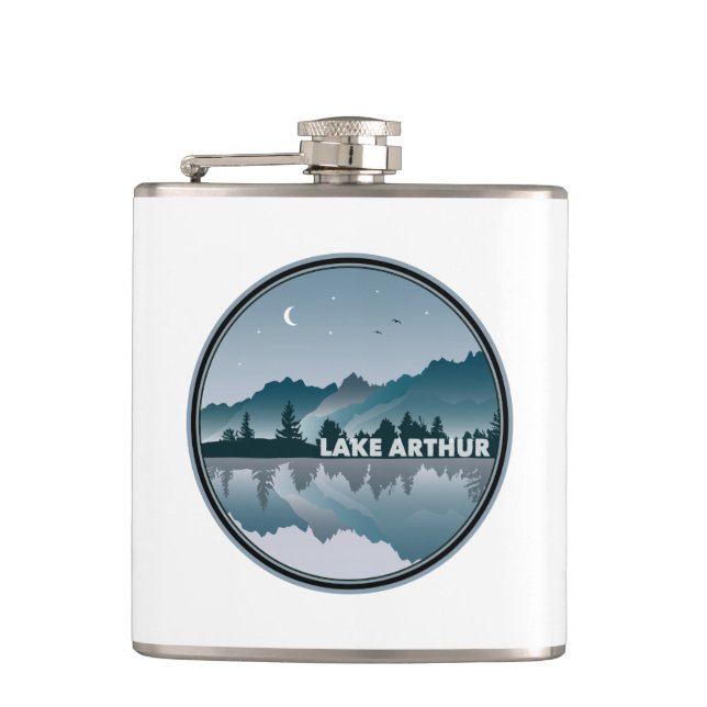 Lake Arthur Pennsylvania Reflection Hip Flask (Front)