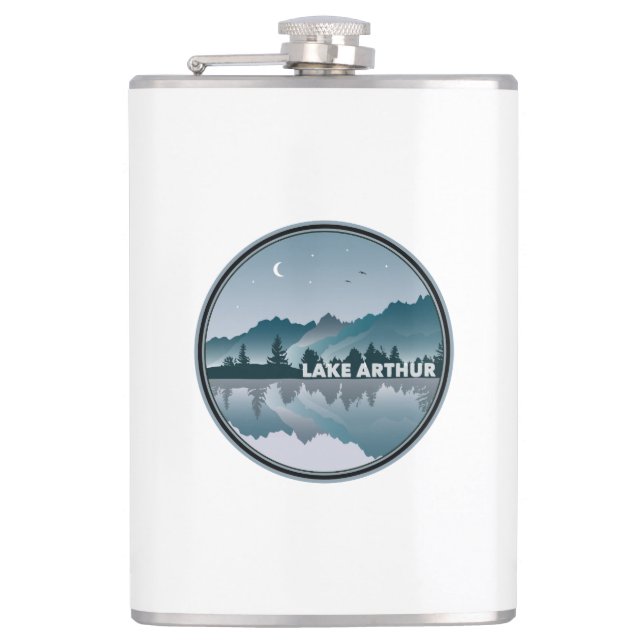 Lake Arthur Pennsylvania Reflection Hip Flask (Front)