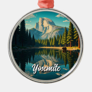 Lake at Yosemite National Park Half Dome Metal Ornament