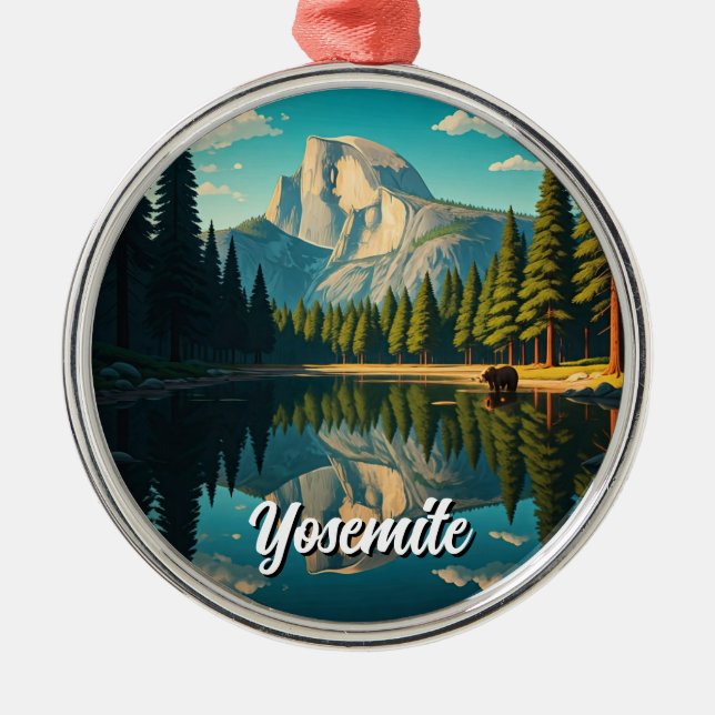 Lake at Yosemite National Park Half Dome Metal Ornament (Front)