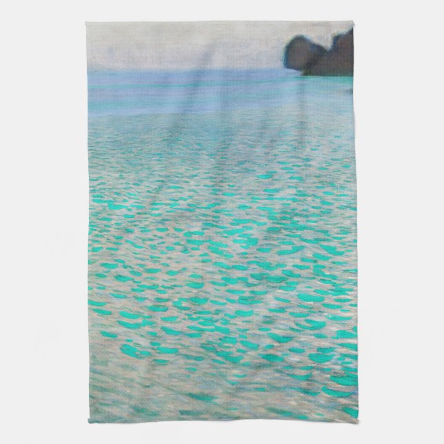 Lake Atter, Gustav Klimt Tea Towel (Vertical)