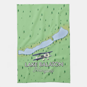 Lake Balaton Hungary map Tea Towel