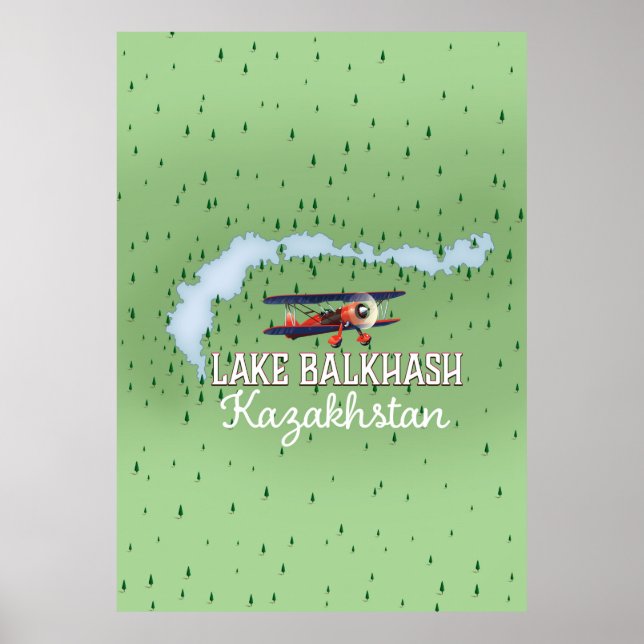 Lake Balkhash Kazakhstan lake map Poster (Front)