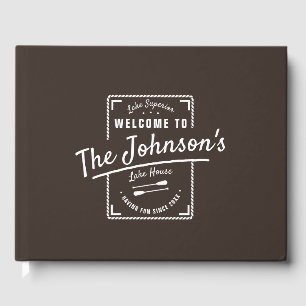 Lake Beach House Guest Book   Dark Brown